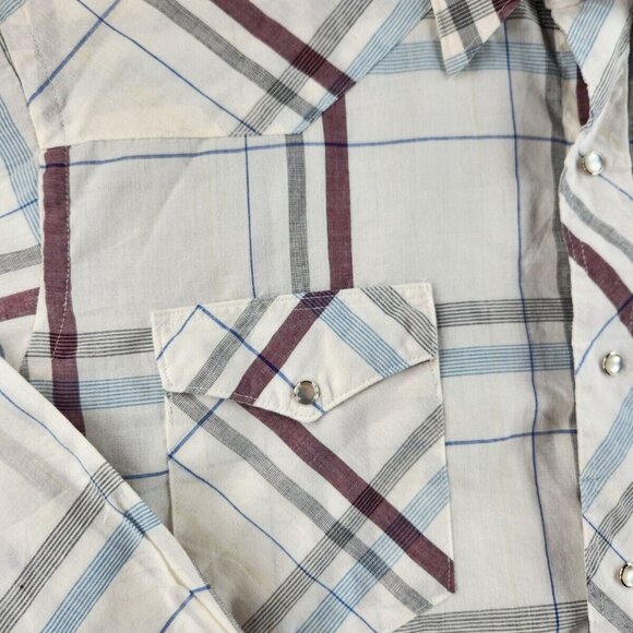 Wrangler Cowboy Cut Regular X-long Tails Single Needle Pearl Snap Plaid Shirt - Picture 8 of 16